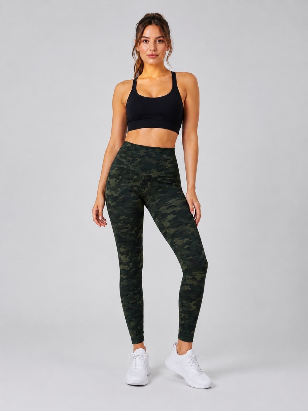 SPANX Look At Me Now Green Camo Seamless Leggings Size M